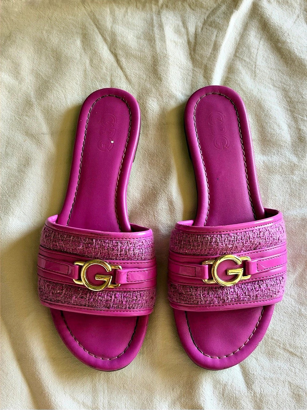 Guess Pink Logo Slide Sandals Like New